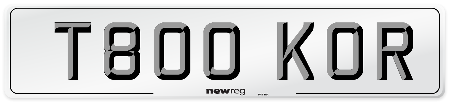 T800 KOR Number Plate from New Reg